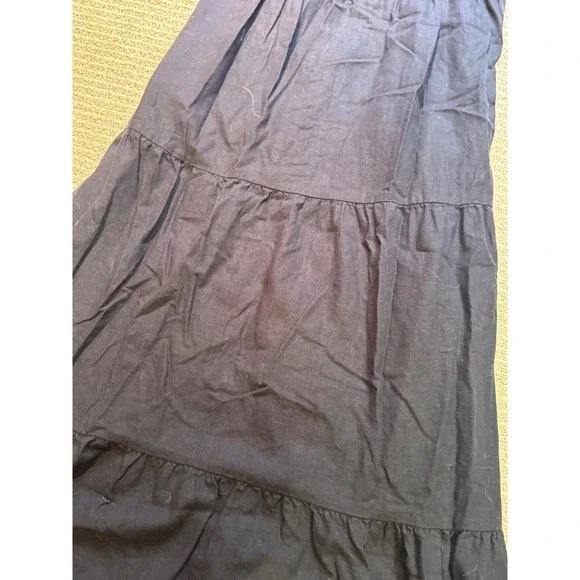 Show Me Your Mumu Black Tiered Maxi Dress Tie Shoulder Smocked Bodice Medium - Picture 8 of 10